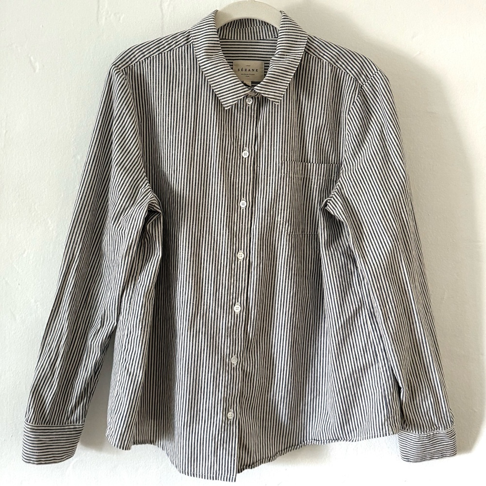 SEZANE-Blue Striped Women’s Shirt.